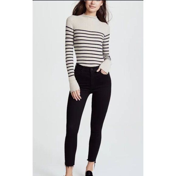 Mother Stunner Zip Ankle Step fray Black Jeans denim size 25 designer - Picture 1 of 9